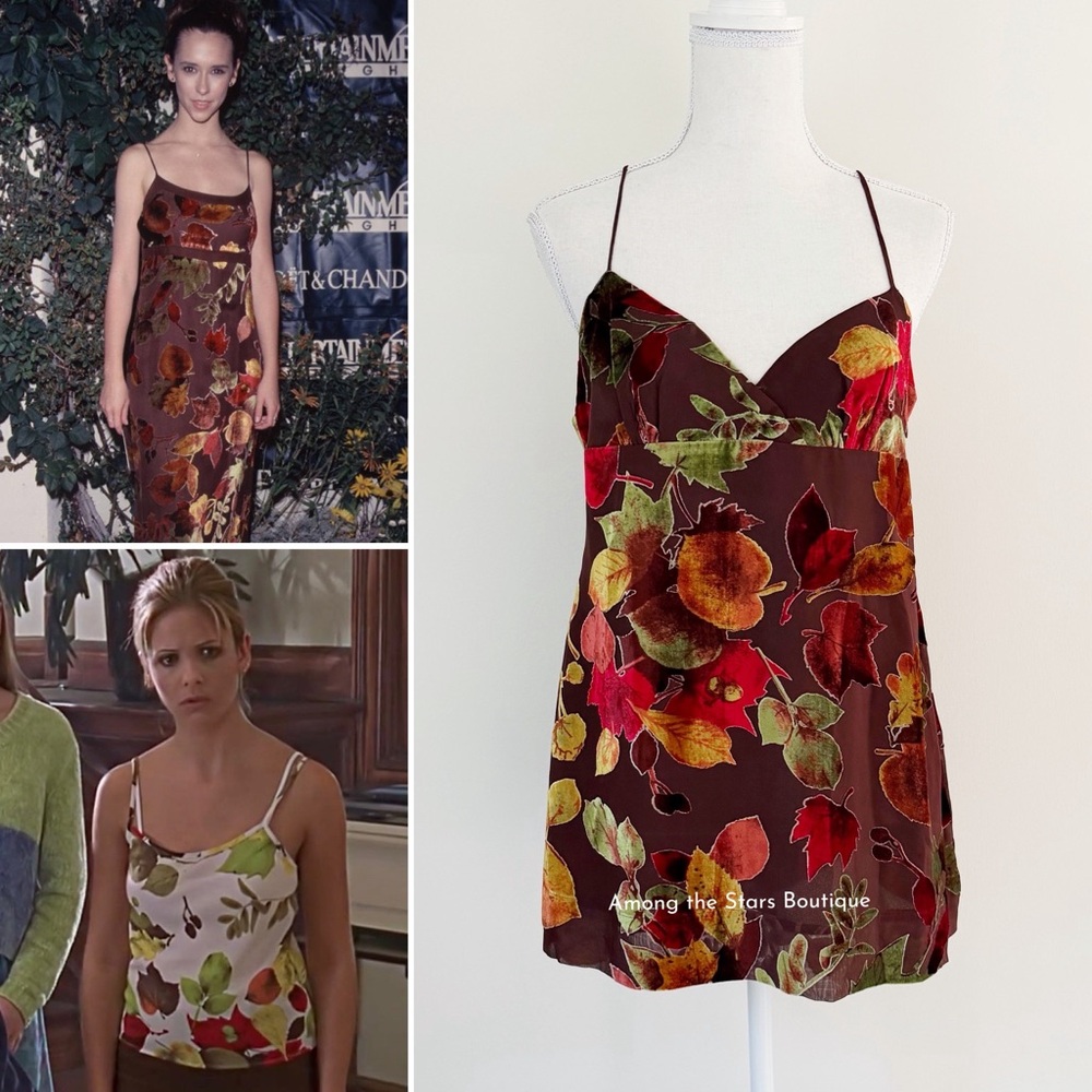 Super Rare NWT 90s Vintage Velvet Leaf Print Cami Alt. ASO JLH and Buffy Summers